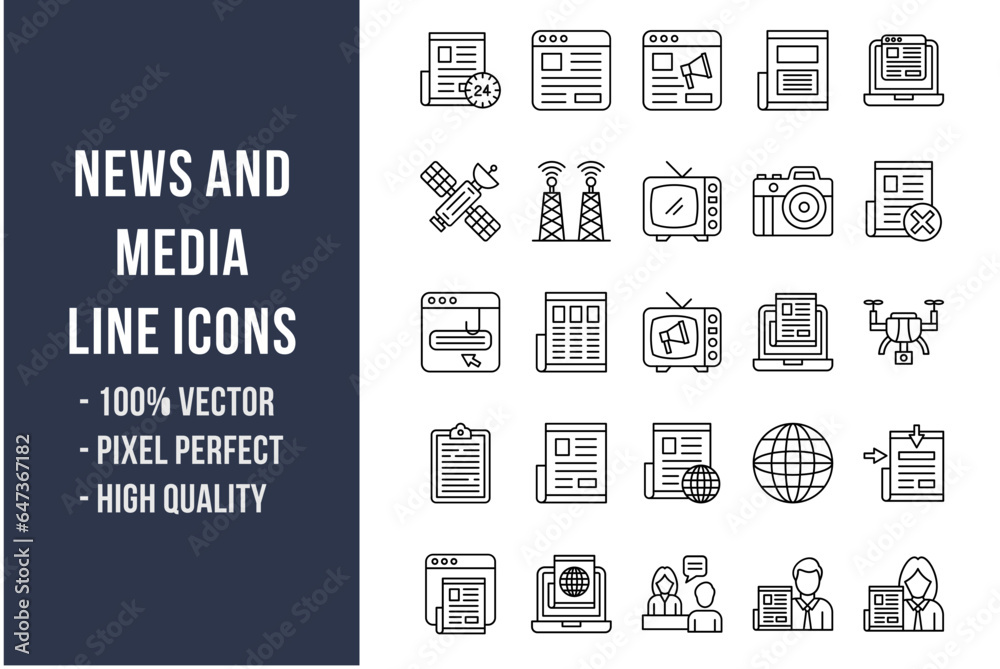News and Media Line Icons News and Media Line Icons
