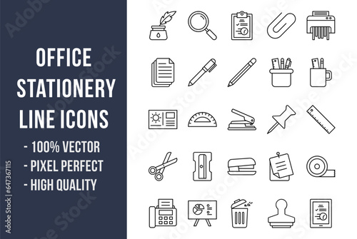 Office Stationery Line Icons