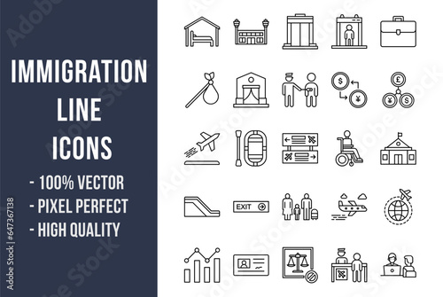 Immigration Line Icons
