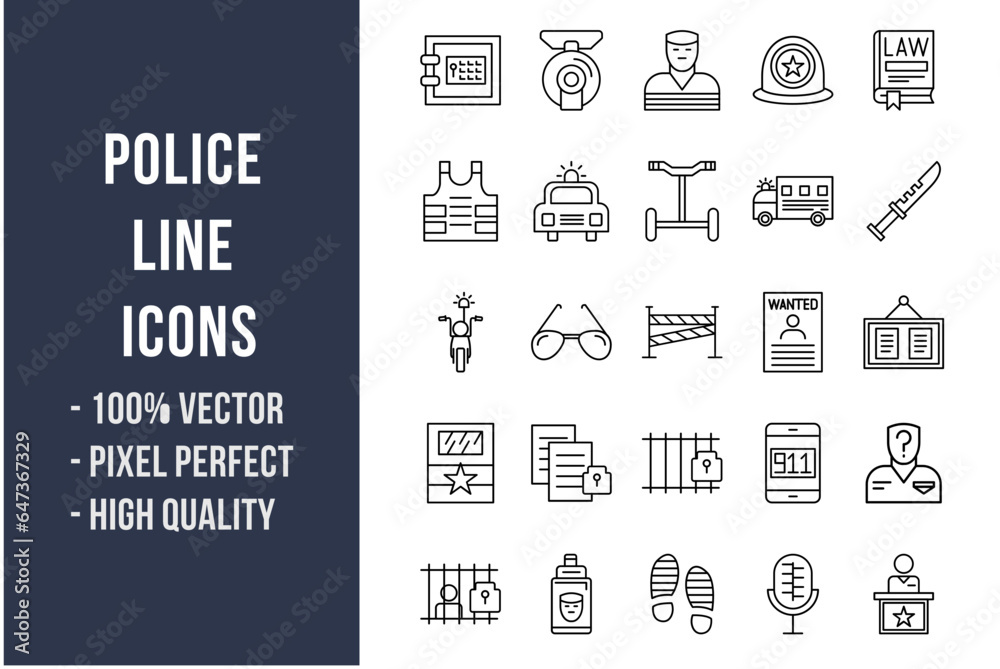 Fototapeta premium Police Line Icons