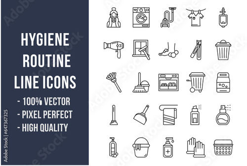 Hygiene Routine Line Icons