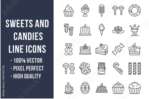 Sweets and Candies Line Icons