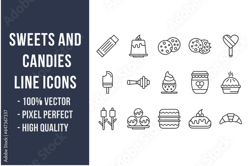 Sweets and Candies Line Icons