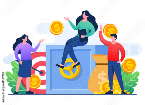 Financial and Investment growth concept flat illustration vector template, Passive income, Save money, Profit growth, Business plan strategy, Growth business finance, Financial planning