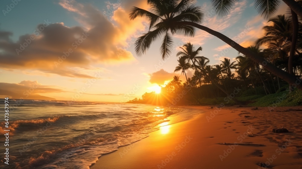 beautiful sunset over a tropical beach