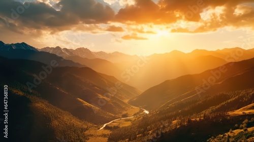 Beautiful sunshine over the mountains © MBRAMO