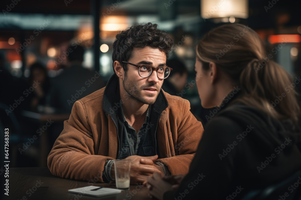 A person nodding in agreement during a conversation. Generative Ai. A person nodding in agreement during a conversation. Generative Ai.