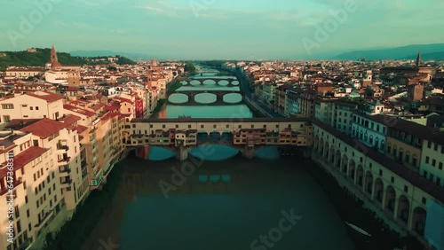 Aerial drone view of Florence city capital of Italy’s Tuscany region