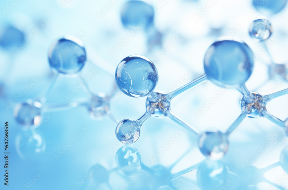 Oxygen bubbles in clear blue water, close-up. Mineral water. Water enriched with oxygen. . Made with AI gereration