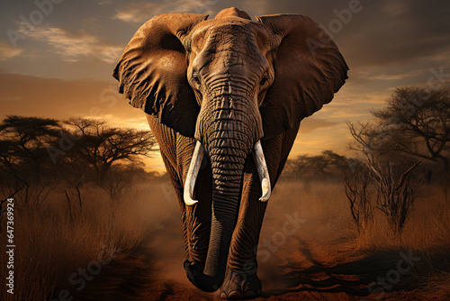 elephant at safari sunset © Martin