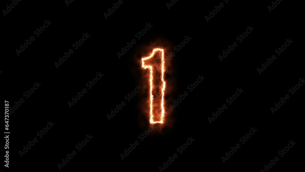 Number 1 fire Animation on a black background.Number one is burning in flames Animation on Isolated Black Background Number 1 fire Animation on a black background.Number one is burning in flames Animation on Isolated Black Background