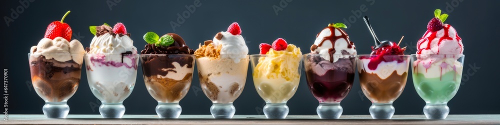 Indulge in the Delightful and Various Ice Cream Sundae Parfaits. Perfect Summer Treat Indulge in the Delightful and Various Ice Cream Sundae Parfaits. Perfect Summer Treat