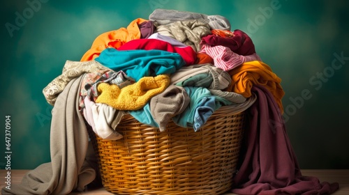 Heap of Dirty Clothes: Laundry Day Chaos with Overflowing Laundry Basket and Clothing Apparel Piled High