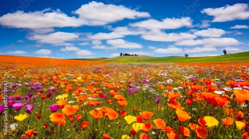 Lompoc Flower Fields: Vibrant Colors of California Agriculture and Farming © AIGen