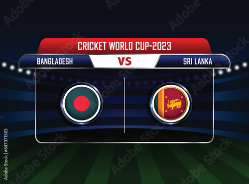 Bangladesh vs Sri Lanka match concept, ICC Men's Cricket World Cup 2023, stadium background