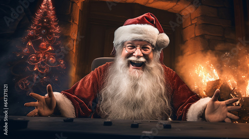 A happy and excited Santa Claus on Christmas Eve