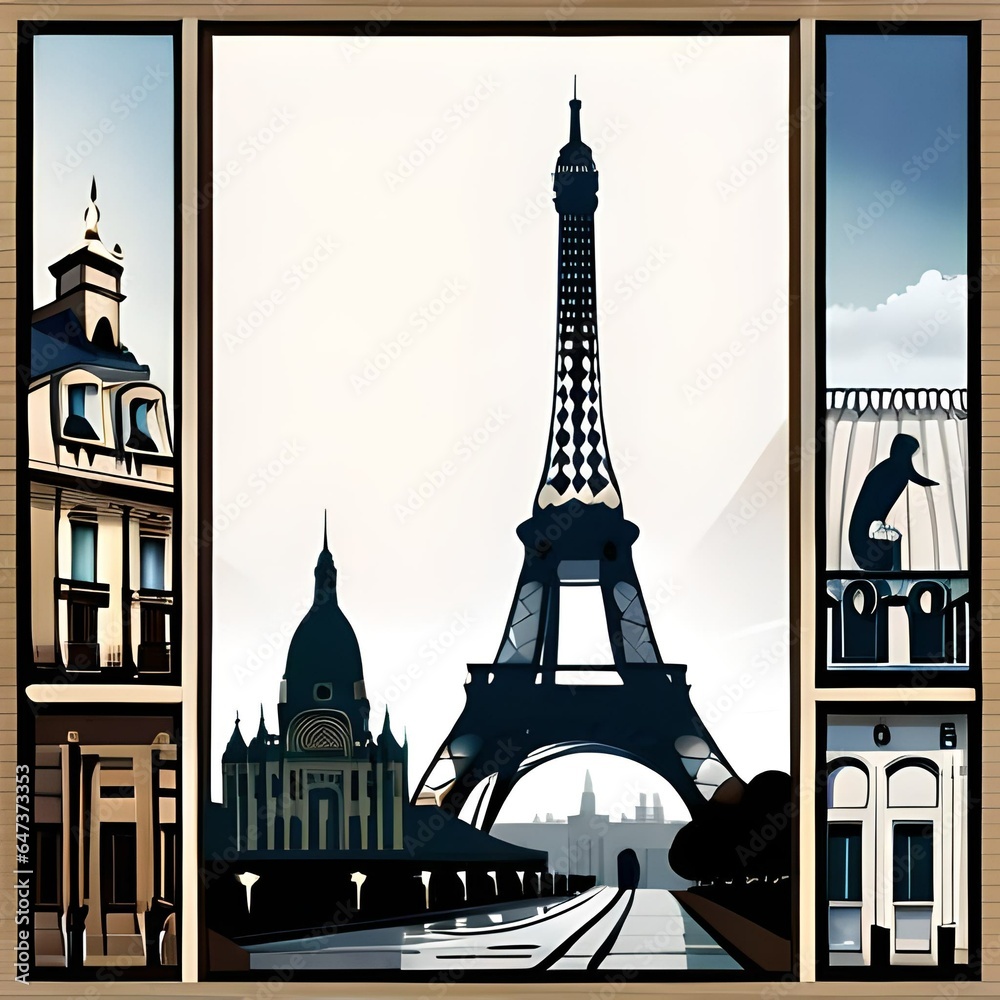 Obraz premium city skyline with eiffel tower