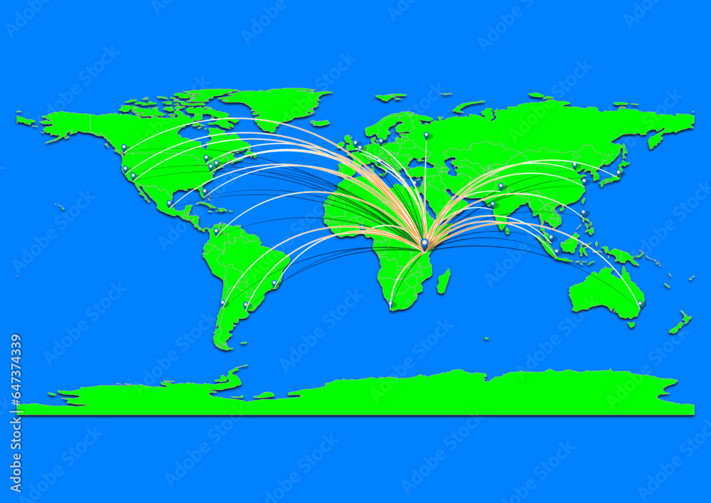 Naklejka premium Arusha, Tanzania map - Concept map for Arusha, Tanzania on World map. Suitable for export concepts. File is suitable for digital editing and prints of all sizes.