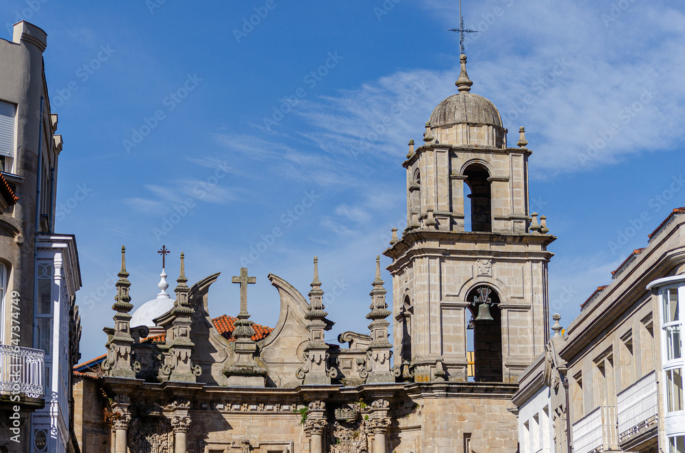 View at the facade of Santa Eufemia Church in Ourense , Galicia. Spain