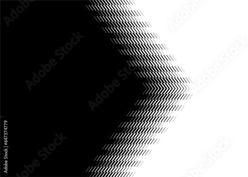 The transition from black to white in the form of an arrow with abstract lines. Monochrome striped pattern. Vector background