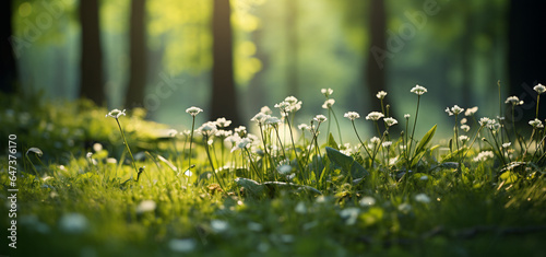 the sun shines on a beautiful green area, in the style of lensbaby optics, stylish, nature's wonder photo