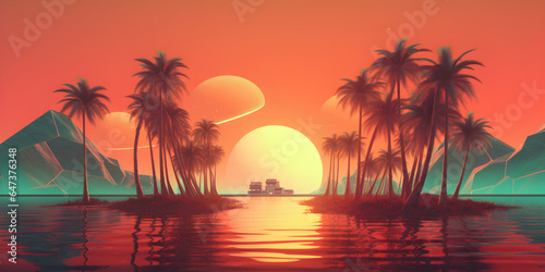 Retrowaves 1980s Summer Background Vintage