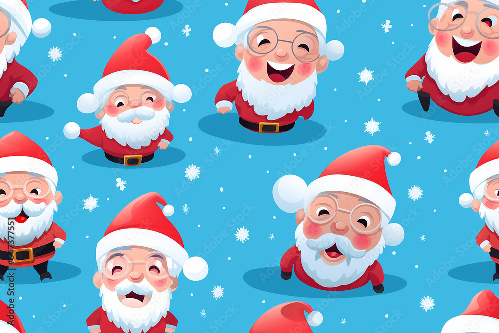 Cartoon Santa Clause cartoon repeatable seamless pattern for Christmas
