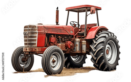 Farm Tractor on White Transparent Background