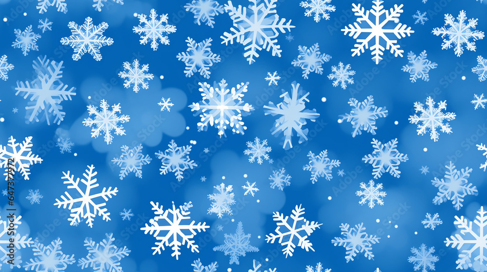 White snowflakes on a blue background seamless repeatable pattern