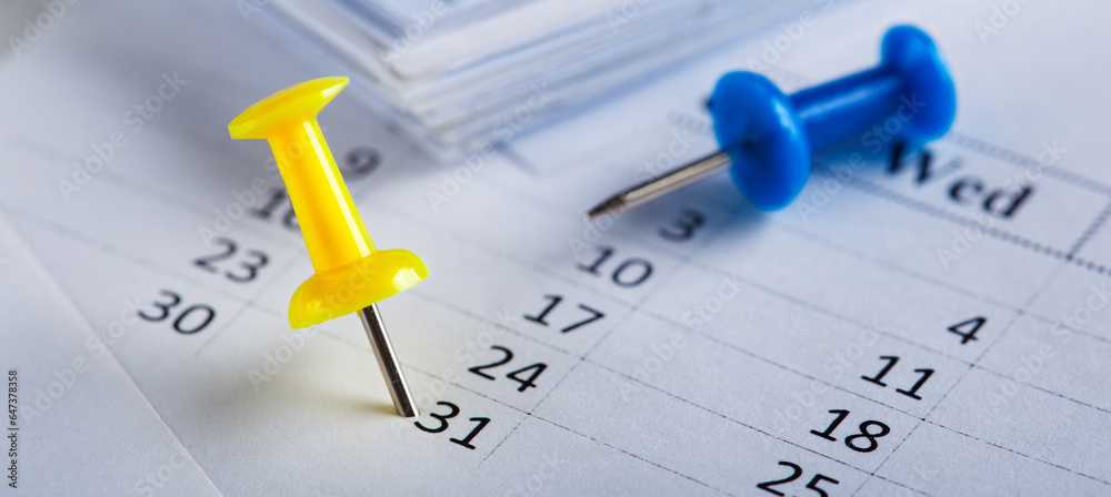 Important date and calendar appointment. pin on calendar. Important date and calendar appointment. pin on calendar.
