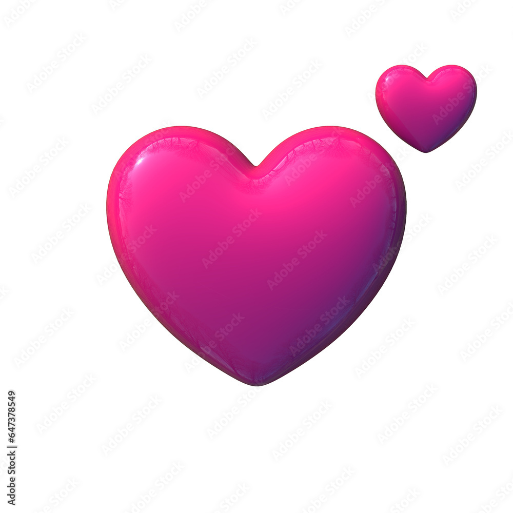 3d render Purple hearts shape illustration for valentine's day, marriage anniversary