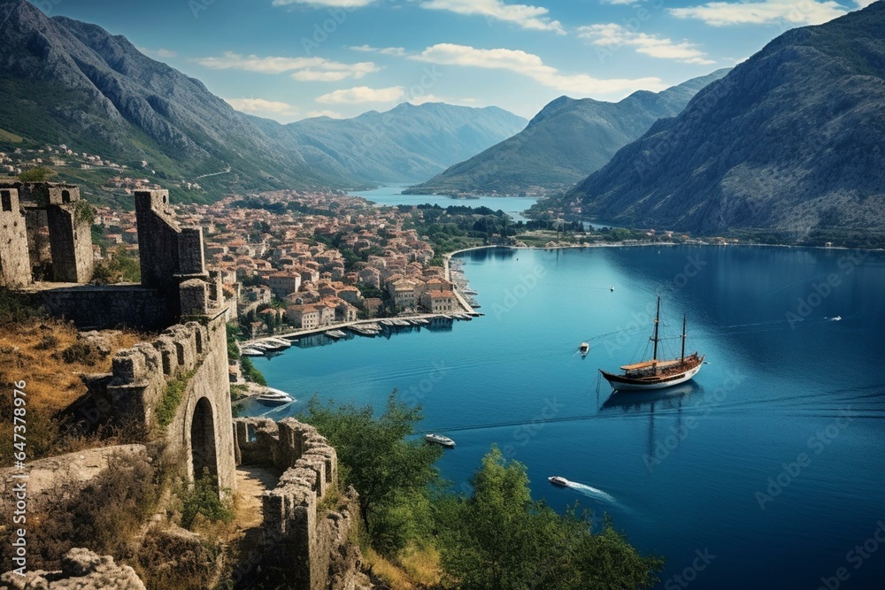 Stunning vista of Kotor, Montenegro. Generative AI