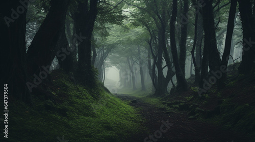 Foggy forest path in the morning © Max