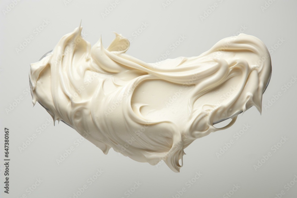 Creamy spread on white surface. Generative AI