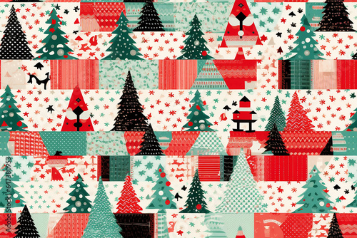 Christmas patchwork repeatable seamless pattern