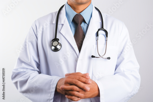 doctor in White Coat with stethoscope,Professional Stance