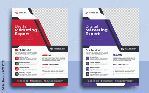Corporate Flyer Template, Digital marketing agency, Modern Flyer design, Digital Business Marketing Social Media Banner, Corporate Business Flyer, Colorful template, two color scheme flyer