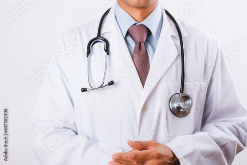 doctor in White Coat with stethoscope,Professional Stance