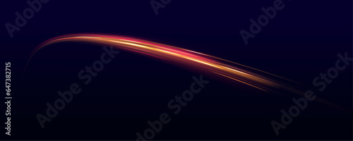 Golden shine electric luminous lines, isolated design elements on dark transparent background. Science or technology design. Vector glowing light lines.