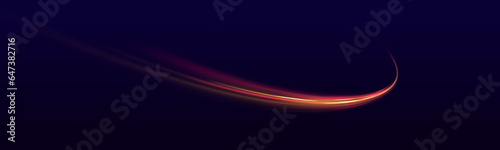 Golden shine electric luminous lines, isolated design elements on dark transparent background. Science or technology design. Vector glowing light lines.