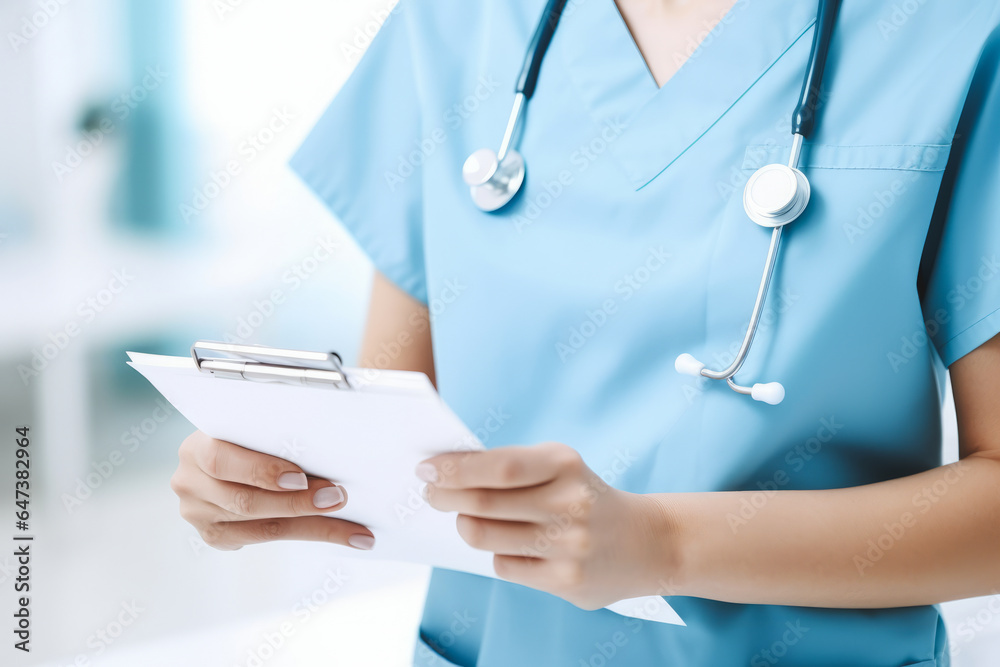 Nurse Reviewing Medical Document