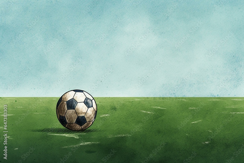 illustration of a football on a football field. Generative AI