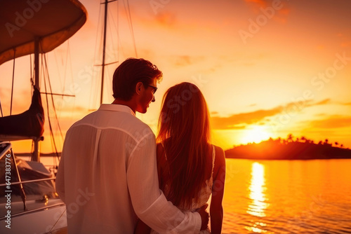 Intimate Sunset Moment on a Yacht
