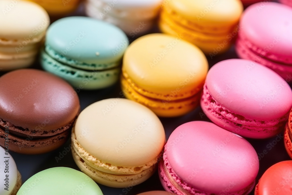 Fototapeta premium Macro Shot of Colorful Macaron Delights