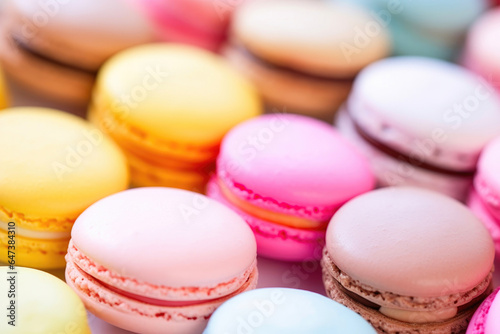Close-Up of Assorted French Macarons