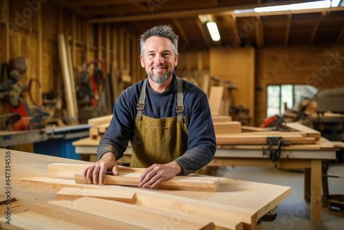 Skilled Craftsman in a Woodworking Workshop