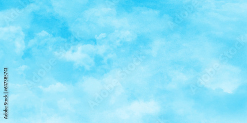 Abstract cloudy Hand painted blue sky and clouds, blurry cloudscape covered Hand painted watercolor sky and clouds, Watercolor stain with hand paint for design.