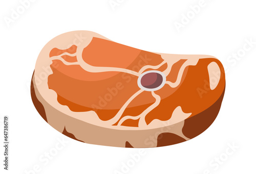 Meat product concept. Natural and organic food and eating. Pork and beef. Barbecue and grill. Poster or banner for website. Cartoon flat vector illustration isolated on white background