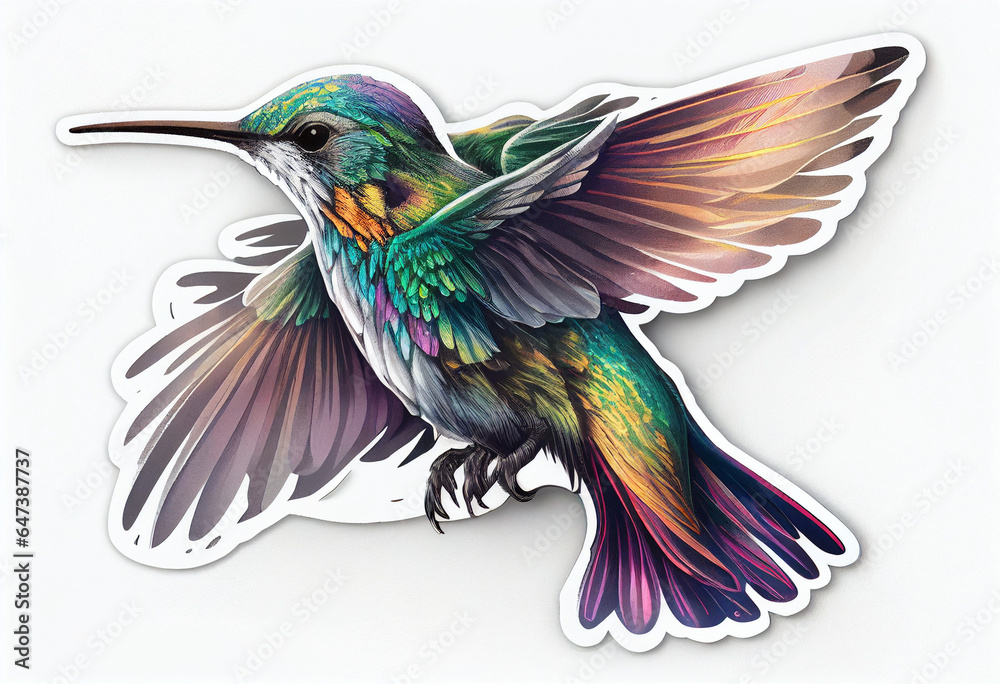 Hummingbird on a white background. AI Generated