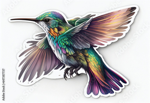 Hummingbird on a white background. AI Generated